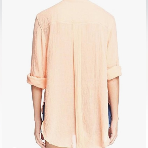 Free People Women’s Sheer High Low Button Down - Picture 3 of 12
